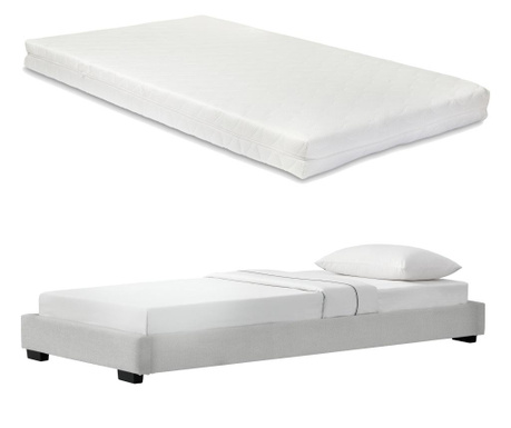 Modern műbőr kárpitozott ágy matraccal fehér 200 x 90 cm cоrium