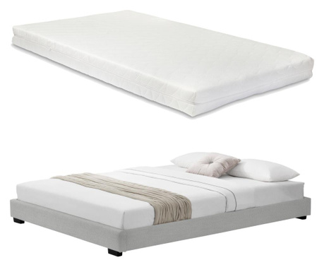Modern műbőr kárpitozott ágy matraccal fehér 200 x 140 cm cоrium