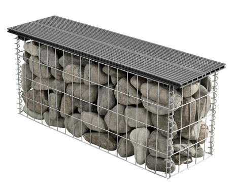 [pro.tec] gabion kerti pad kőkosár wpc 100 x 30 x 45 cm kőbox kődoboz horganyzott drót szürke