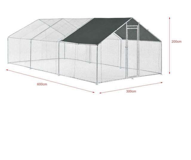 Cotet De Exterior Bird, 3 X 6 X 2 M, Otel/polietilena, Argintiu/verde Inchis