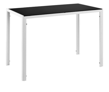 [en.casa] Étkezőasztal üveg porvoo 4 személyes design konyhai asztal 105 x 60 cm fehér/fekete