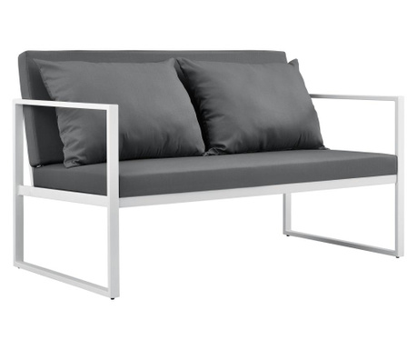 [casa.pro] kerti kanapé ülőgarnitúra szófa 70 x 114 x 60 cm kerti bútor kültéri pad párnával fehér