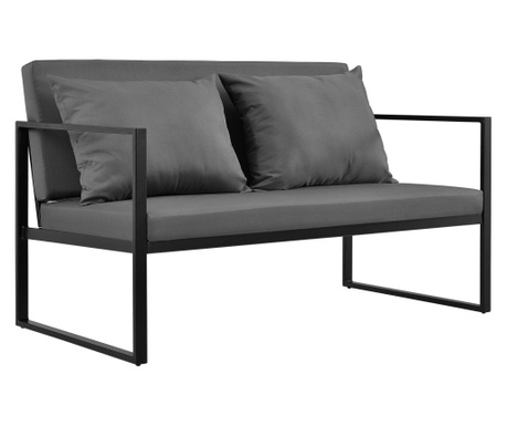 [casa.pro] kerti kanapé ülőgarnitúra szófa 70 x 114 x 60 cm kerti bútor kültéri pad párnával fekete