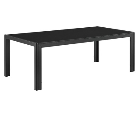 [casa.pro] Üveg dohányzóasztal 100 x 50 x 35 cm kerti asztal vas váz design asztal terasz kert fekete