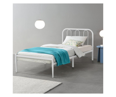 Fémkeretes ágy ágyráccsal 90x200cm fehér szinterezett [en.casa]