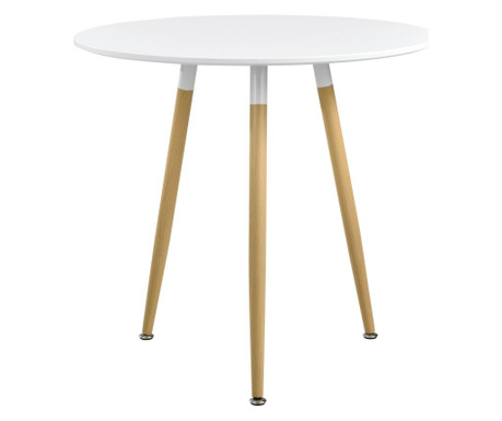 [en.casa] Étkezőasztal kerek camille retro-design 3 személyes ø80cm x 75 cm mdf matt fehér