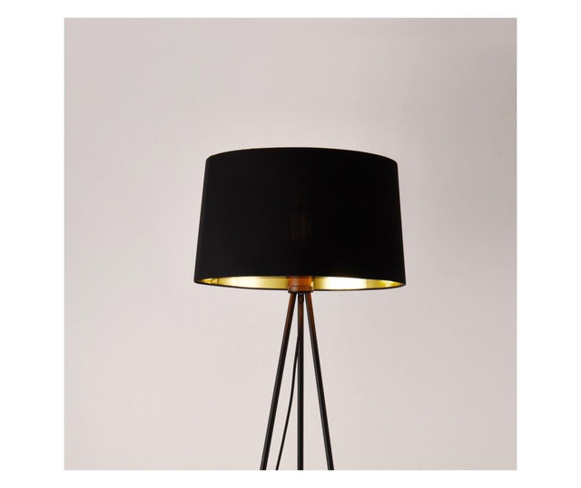 Lampa De Podea Manchester, 150 Cm, 1 X E27, 60w, Metal/textil, Negru/auriu, Cu 3 Picioare
