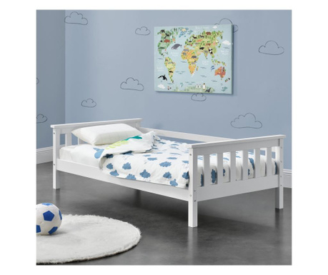 [en.casa] gyerekágy nuuk tárolási lehetőséggel ágyráccsal kiesésvédelemmel fehér 140 x 70 cm