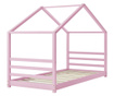 Gyermekágy 200x90 cm ágyráccsal házikóágy gyerekágy rózsaszín fenyőfa [en.casa]