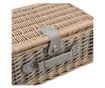 Picnic Basket for 4 People, 40 X 28 X 19 Cm, Wicker/Faux Leather/Textile, Gray/White
