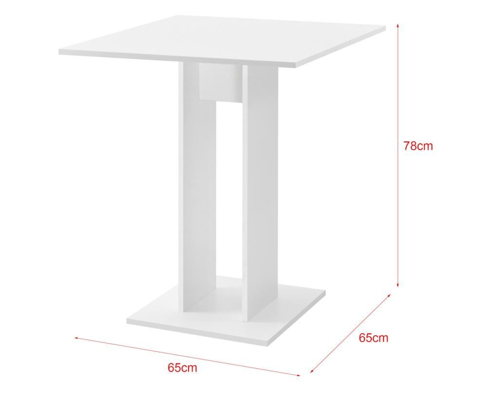 Masa Bucatarie Lindesnes W, 65 X 65 X 78 Cm, Pal Cu Invelis Melaminat, Alb, Forma Patrata - 2