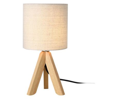 Lampa De Masa Koblenz, 1 X E14, 40w, 37,5 Cm, Lemn/textil, Bej/lemn Natur, Cu Picioare Tripod