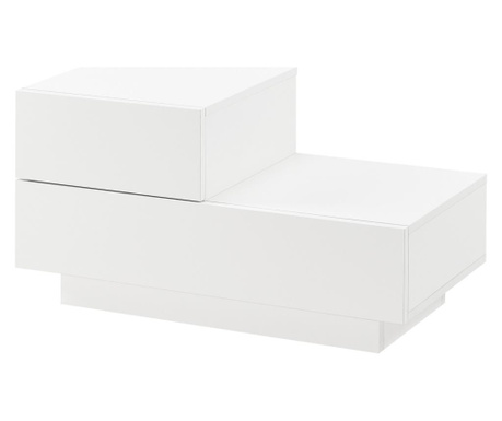 Éjjeliszekrény fiókokkal 38 x 70 x 35 cm baloldali fiókos szekrény 2 fiókkal forgácslemez fehér, magasfényű [en.casa]