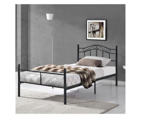 [en.casa] Pat Individual Split 120 x 200 cm Cadru Metalic Stil Vintage Negru