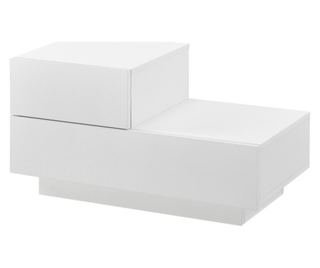 Éjjeliszekrény fiókokkal 38 x 70 x 35 cm baloldali fiókos szekrény 2 fiókkal forgácslemez fehér, matt [en.casa]