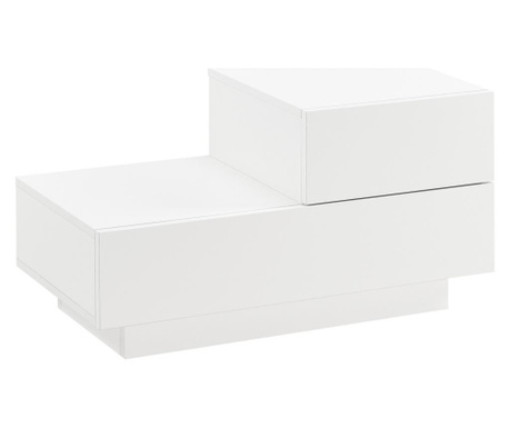 Éjjeliszekrény fiókokkal 38 x 70 x 35 cm jobboldali fiókos szekrény 2 fiókkal forgácslemez fehér, magasfényű [en.casa]