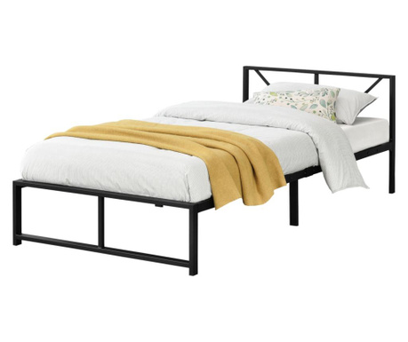 Pat Rama Metalica Meran 90, 210 X 95 X 68 Cm, Otel, Negru, Pentru 1 Persoana, Fara Saltea