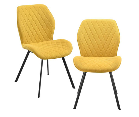 Étkezőszék sarpsborg 2 darabos párnázott textil design szék szett 89 x 51 x 64 cm sárga [en.casa]