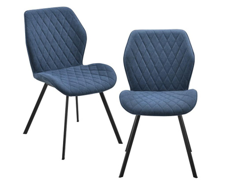 Étkezőszék sarpsborg 2 darabos párnázott textil design szék szett 89 x 51 x 64 cm sötétkék [en.casa]