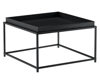 Dohányzóasztal 36cm x 59cm x 59cm kisasztal levehető asztallappal fémváz fekete, matt [en.casa]