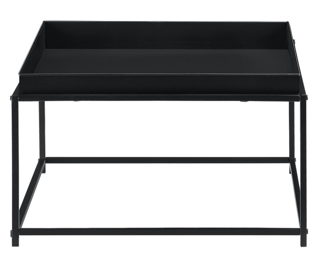Dohányzóasztal 36cm x 59cm x 59cm kisasztal levehető asztallappal fémváz fekete, matt [en.casa]