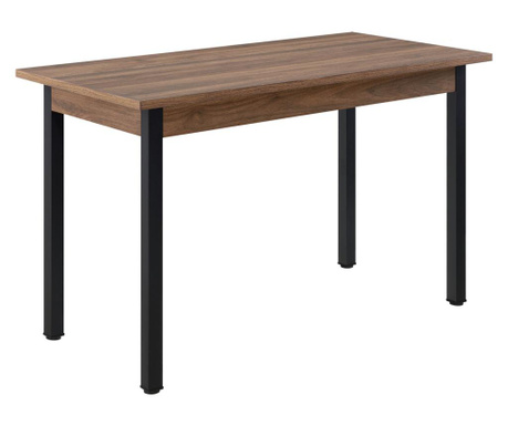 Étkezőasztal 4 személyes design konyhai asztal 120 x 60 cm mdf acéllábak diófa-hatás -fekete [en.casa]