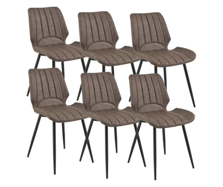 [en.casa] Étkezőszék pohorje 6 darabos párnázott műbőr design szék szett 77 x 57,5 x 46 cm sötétbarna