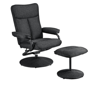 Relaxációs fotel lábtartóval lohja karosszék hokedlivel állítható háttámla textil fekete [en.casa]