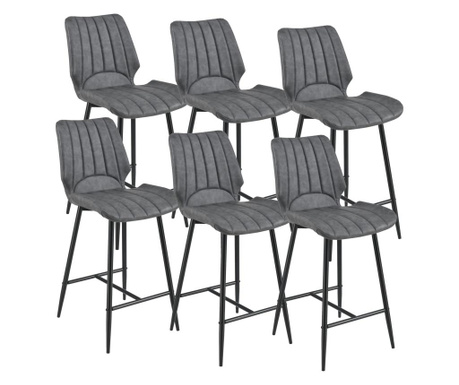 [en.casa] bárszék planica 102,5x46,5x51 cm 6 darab kárpitozott velúrbőr utánzat szögletes konyhai szék sötétszürke