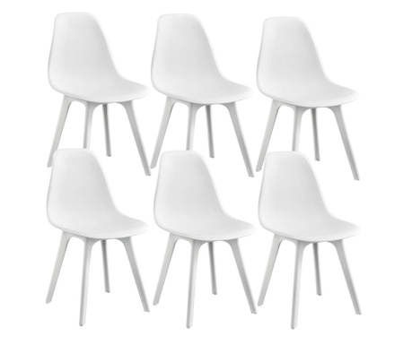 [en.casa] Étkezőszék szett lendava 6 db design szék műanyag 83x54x48 cm fehér