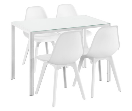 [en.casa] Étkezőgarnitúra étkezőasztal 105cm x 60cm x 75cm székekkel étkező szett konyhai asztal 4 műanyag székkel 83x54x48 cm