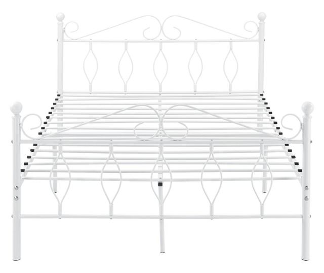 Pat Rama Metalica Apolda W140, 208,5 X 144,5 X 95,5 Cm, Otel Sinterizat, 300 Kg, Alb Mat, Single, Fara Saltea