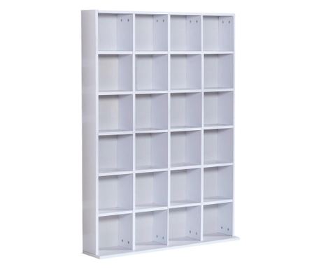 Homcom Дървена етажерка за книги с 24 отделения, Бяла, 130.5x89x20cm