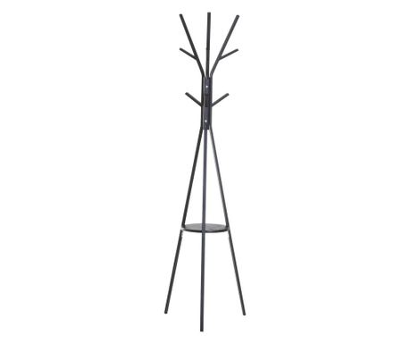 Homcom ruhaállvány, fém és fa, fekete 45x45x180cm