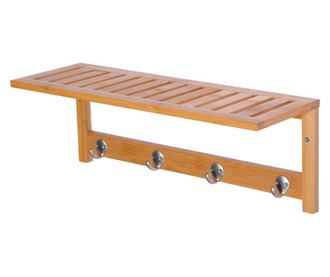 Homcom Cuier De Perete Raft Cuier In Bambù, 50x17x20cm