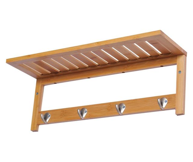 Homcom Cuier De Perete Raft Cuier In Bambù, 50x17x20cm