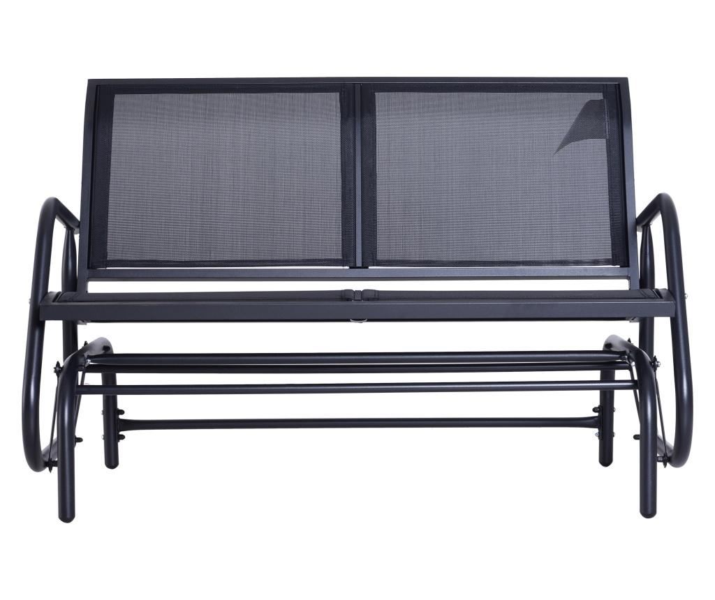 Banca Tip Leagan 2 Locuri din Metal, Negru, 123x70x87 cm - 4