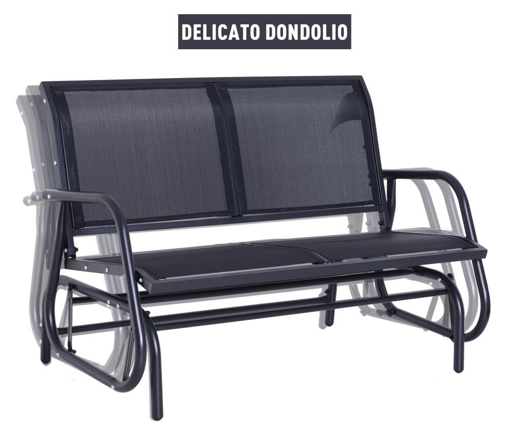 Banca Tip Leagan 2 Locuri din Metal, Negru, 123x70x87 cm - 6