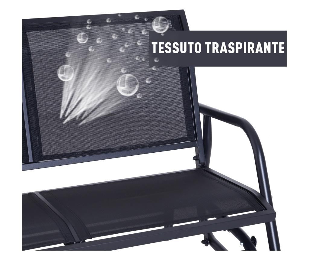 Banca Tip Leagan 2 Locuri din Metal, Negru, 123x70x87 cm - 7