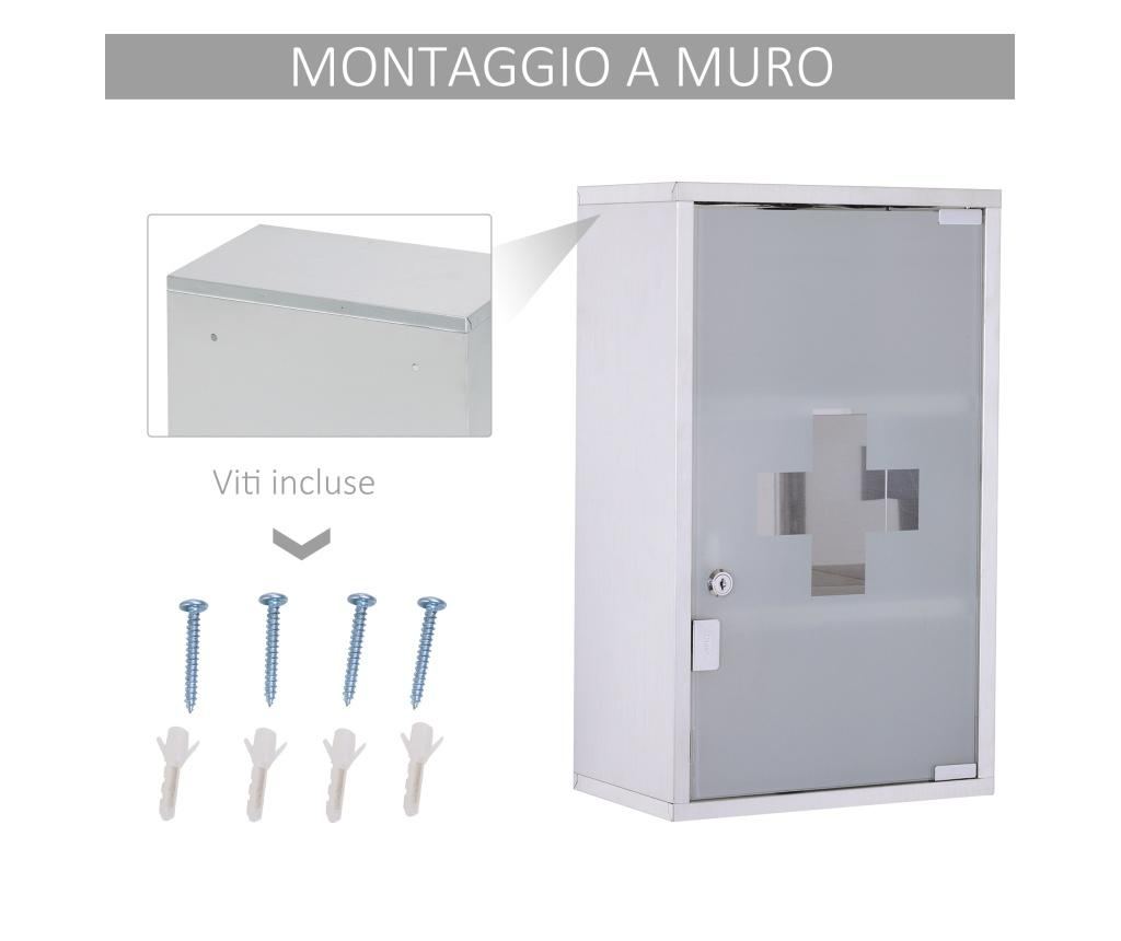 Homcom Dulapior Medicamente 50x30x18cm Caseta Mobilier Baie Primul Ajutor Din Inox Cu inchizatoare - 7