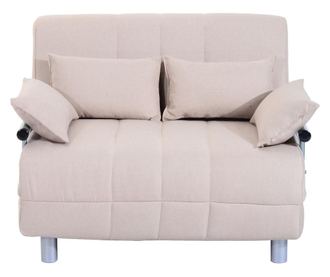 Homcom Canapea Extensibila 2 Locuri Din Otel si Material Cu 4 Perne, Crem Homcom, 191x101x22 cm