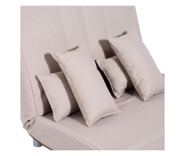 Homcom Canapea Extensibila 2 Locuri Din Otel si Material Cu 4 Perne, Crem Homcom, 191x101x22 cm