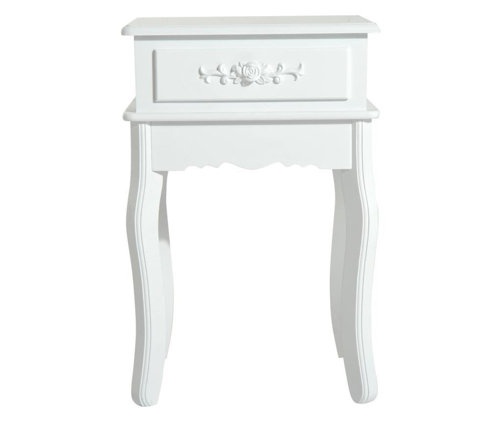 Homcom Noptiera Cu Sertar In Lemn Alb, 40 X 30 X 60cm - 8