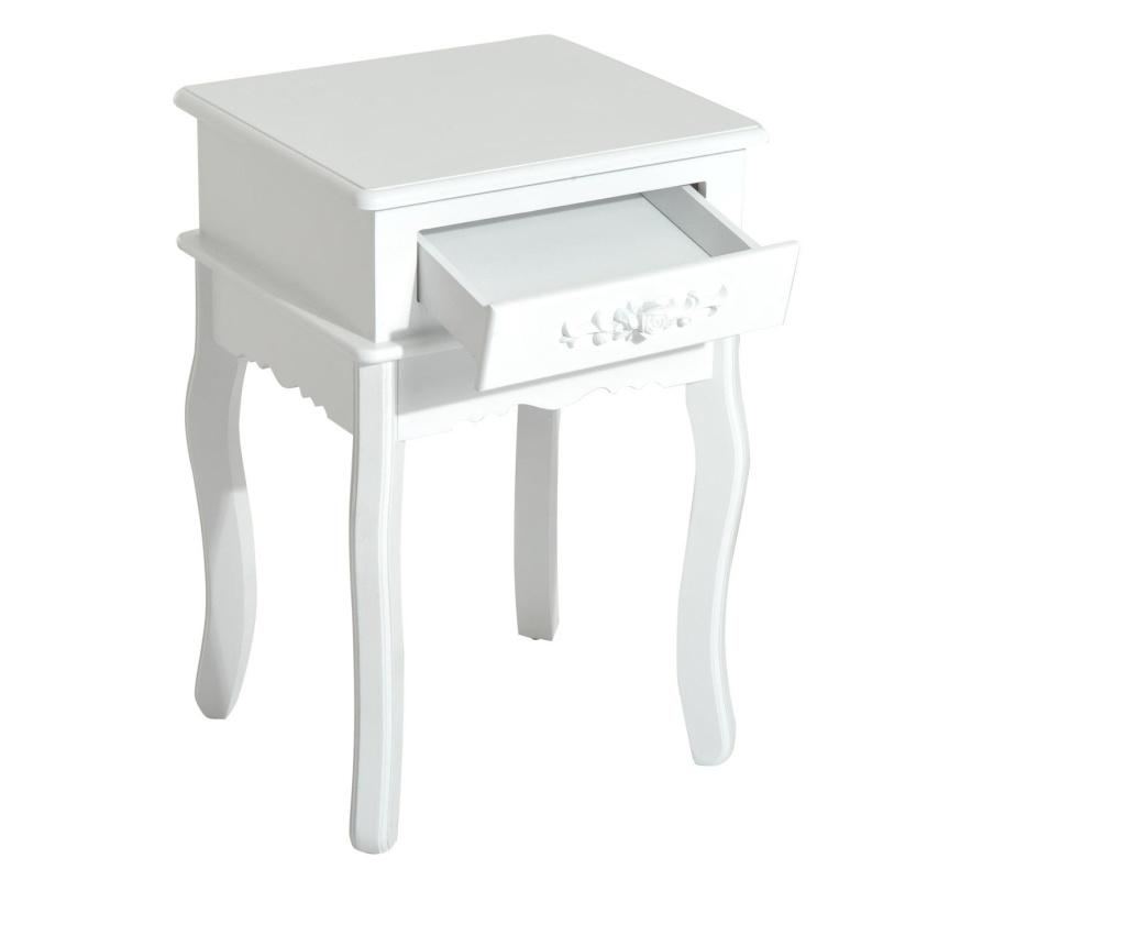 Homcom Noptiera Cu Sertar In Lemn Alb, 40 X 30 X 60cm - 3