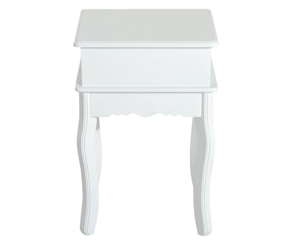 Homcom Noptiera Cu Sertar In Lemn Alb, 40 X 30 X 60cm - 4