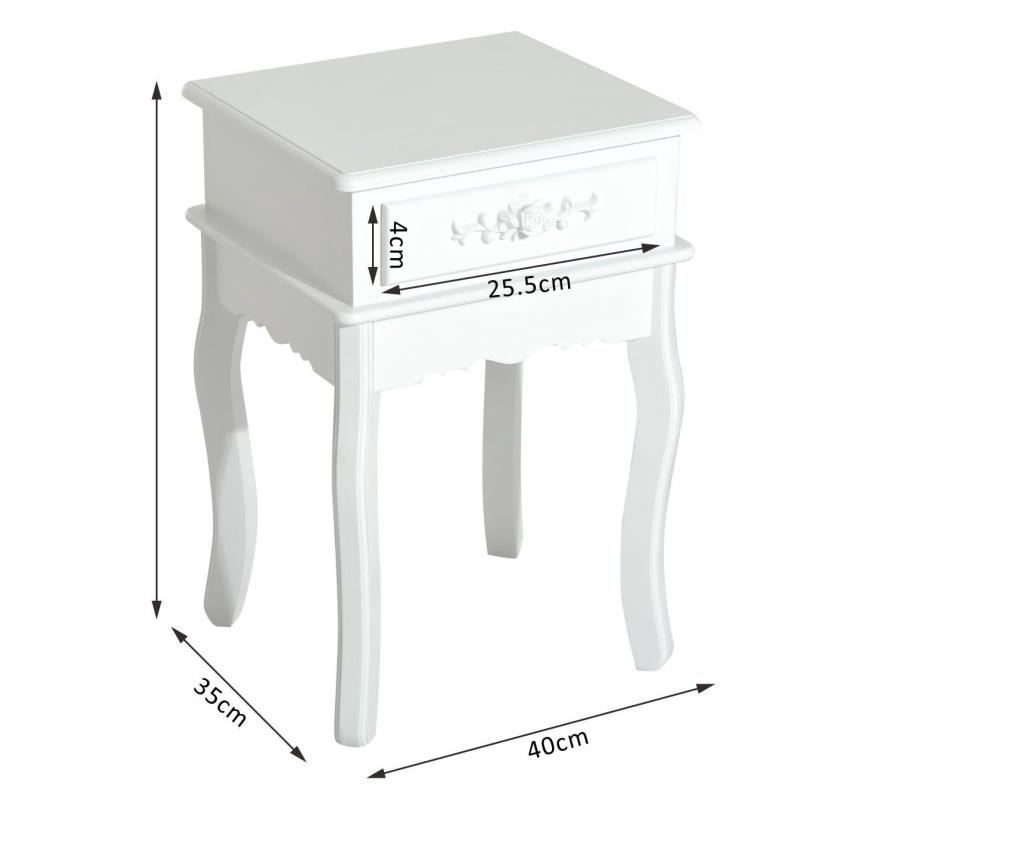Homcom Noptiera Cu Sertar In Lemn Alb, 40 X 30 X 60cm - 5