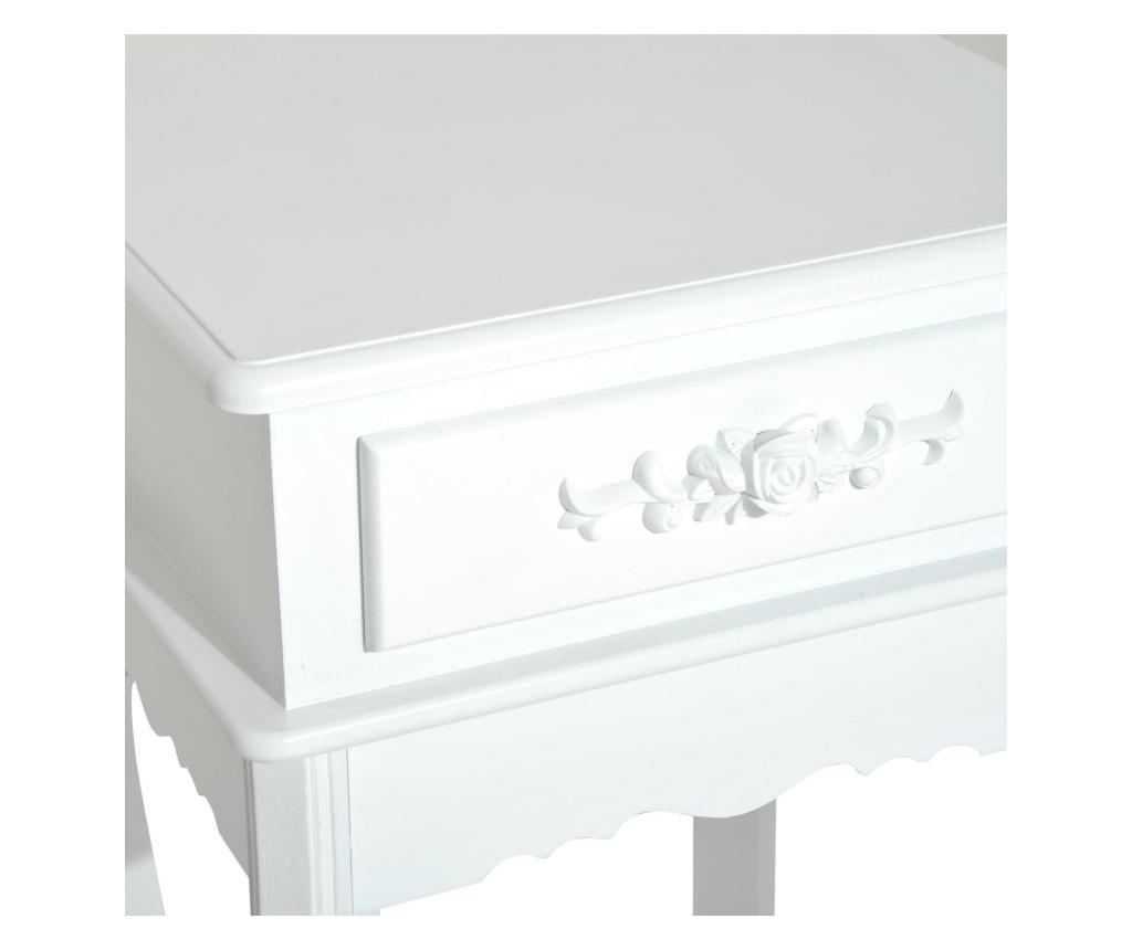 Homcom Noptiera Cu Sertar In Lemn Alb, 40 X 30 X 60cm - 7