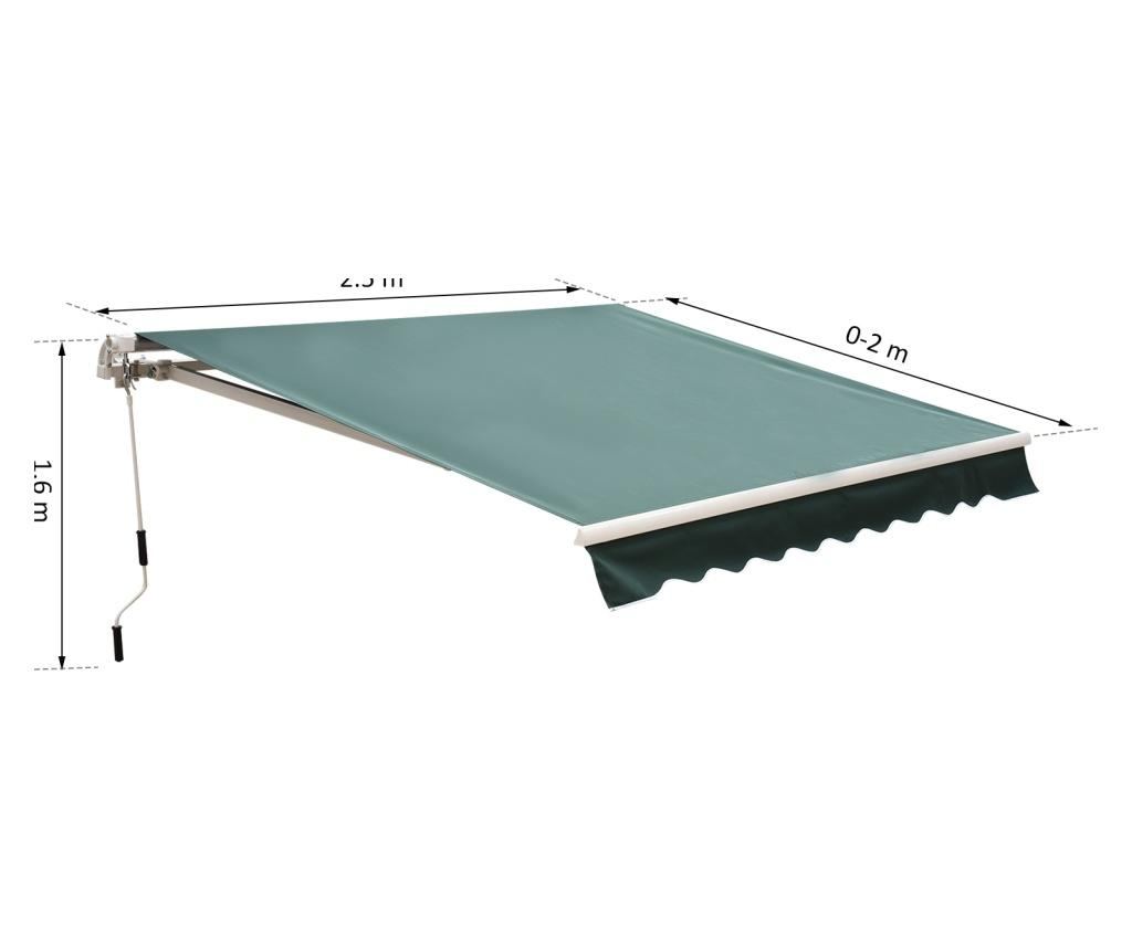 Outsunny Perdea De Soare Rulanta Manuala De Perete Tesatura De Poliester 2.5 × 2m Verde - 8