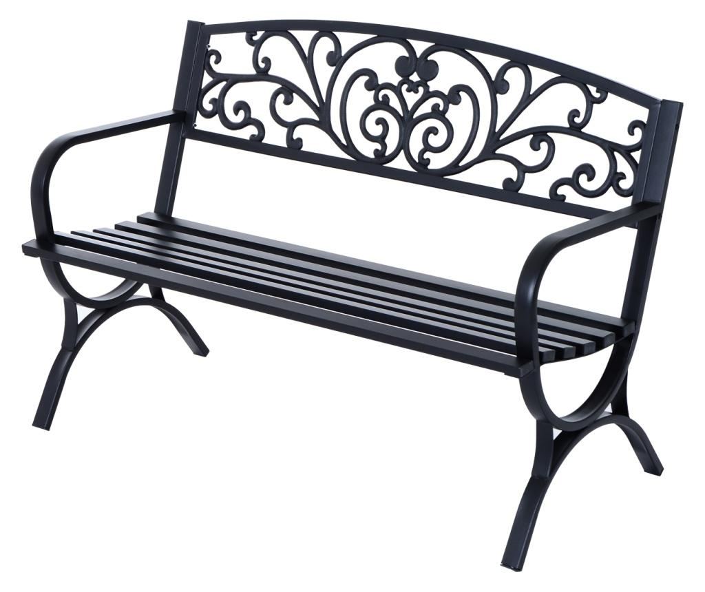Outsunny Banca Pentru Extern Din Fonta Prelucrata, Negru, 127x60x85cm - 2