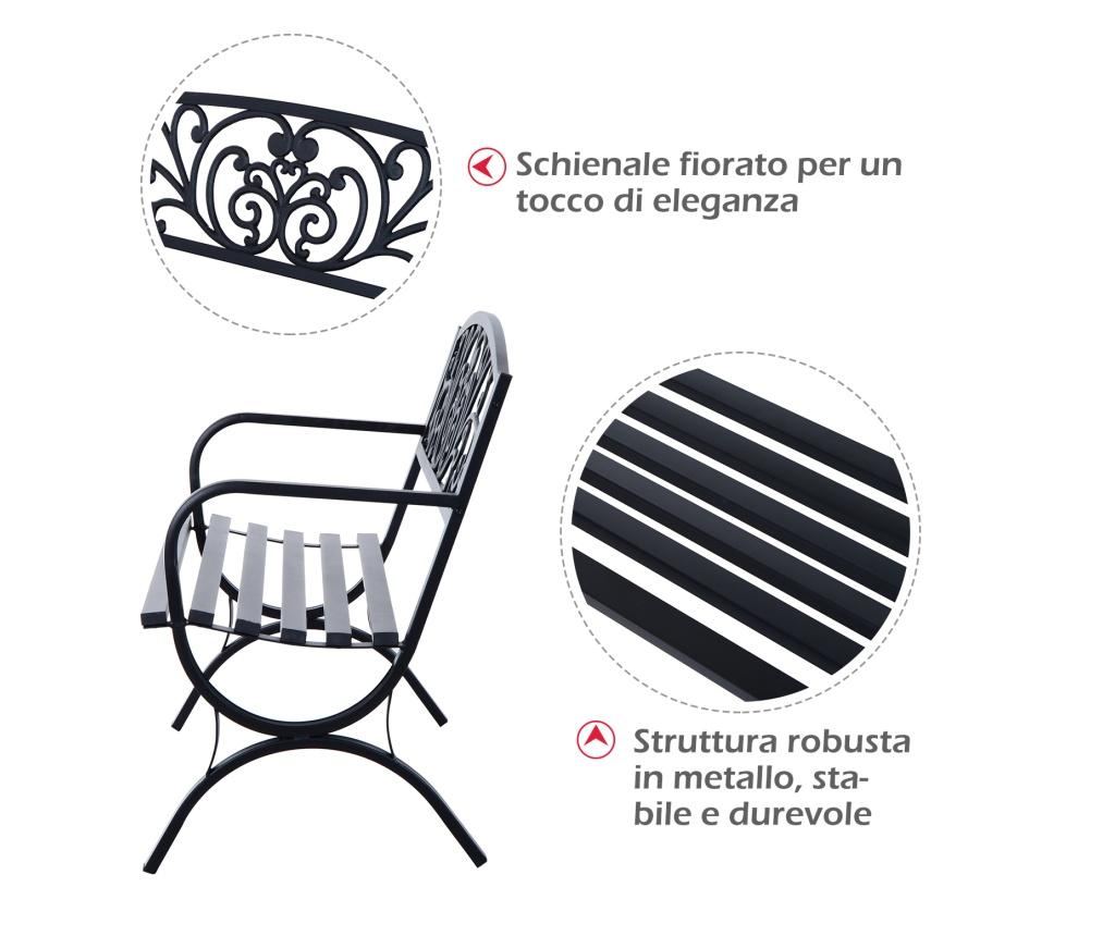 Outsunny Banca Pentru Extern Din Fonta Prelucrata, Negru, 127x60x85cm - 7